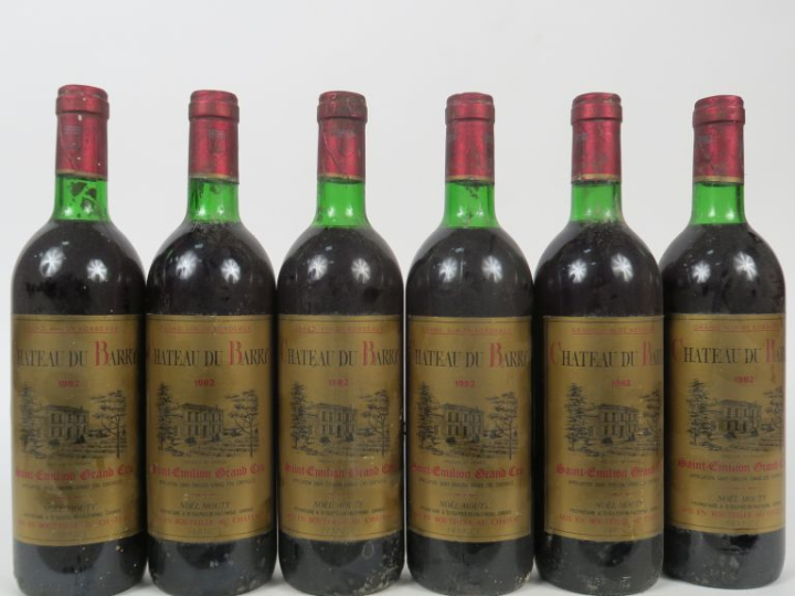 6 BOUTEILLES CHÂTEAU DU BARRY GC SAINT ÉMILION - 1982 - 2 BG/4 LB