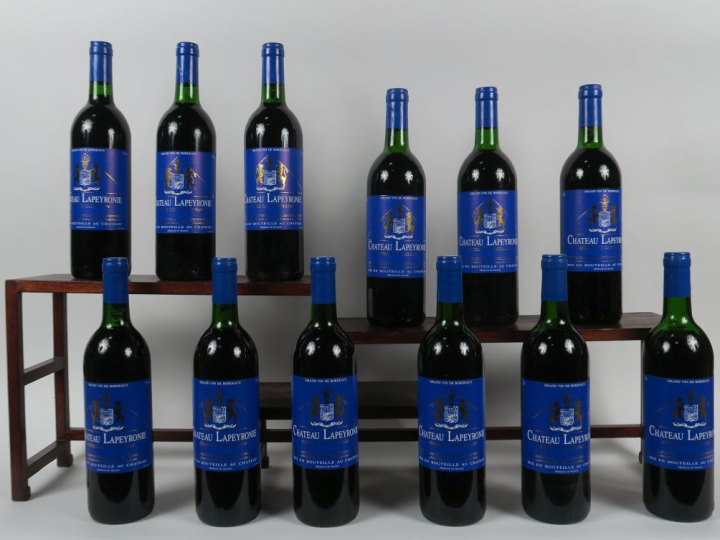 12 BOUTEILLES CHÂTEAU LAPEYRONIE COTES DE CASTILLON - 1991 - 2 BG/6 LB