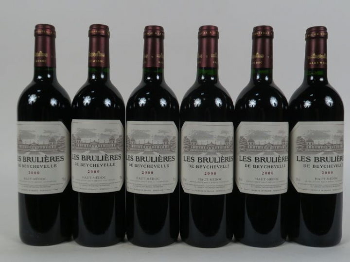 6 BOUTEILLES LES BRULIERES DE BEYCHEVELLE HAUT MEDOC - 2000