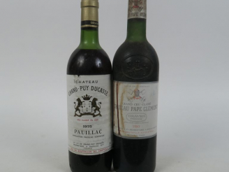 Vente aux enchères 2 BOUTEILLES : 1 CHÂTEAU GRAND PUY DUCASSE PAUILLAC 1975 HEP - 1 CHÂTE