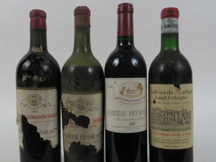 4 BOUTEILLES: 1 CHÂTEAU DUBIGNON TALBOT MÄHLER BESSE   CIE 1957 ETA/BS