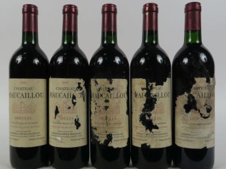 Vente aux enchères 5 BOUTEILLES CHÂTEAU MAUCAILLOU MOULIS : 4 de 1990 3 EA -1 de 1991 EA/