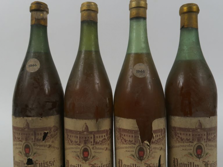 4 BOUTEILLES POUILLY FUISSE CHANUT FRERES - 1946 - 2 PRESUMEES - 4,5 C
