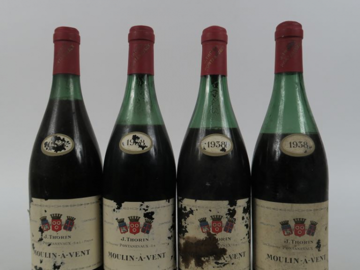 4 BOUTEILLES MOULIN A VENT J. THORIN LES ROUVRES PONTANEVAUX - 1938 - 