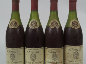 Vente aux enchères 4 BOUTEILLES CHÂTEAU CORTON GRANCEY LOUIS LATOUR - 1971 - 6 CM/2 à 6,5