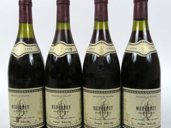 4 BOUTEILLES MERCUREY JULES BELIN - 1994 - 2 à 2 CM/1 à 3 CM