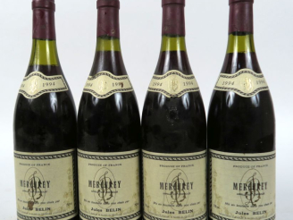 Vente aux enchères 4 BOUTEILLES MERCUREY JULES BELIN - 1994 - 2 à 2 CM/1 à 3 CM