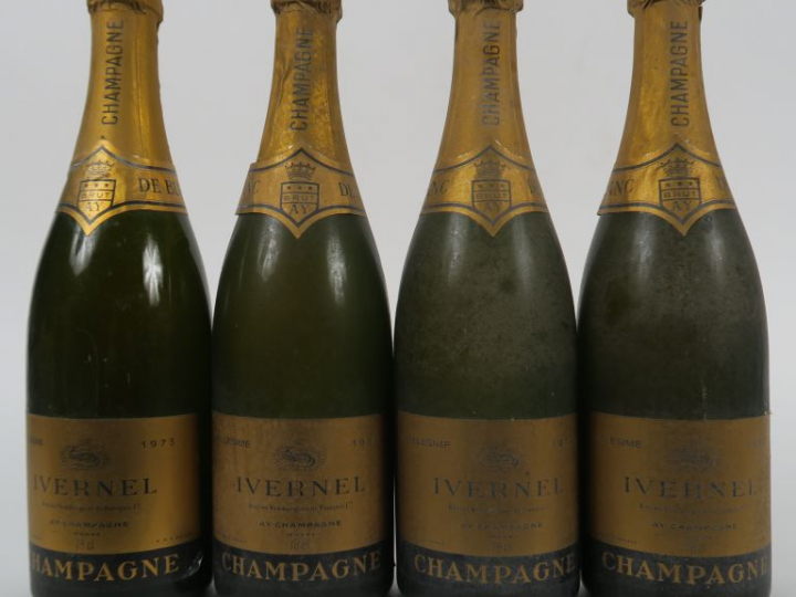 4 BOUTEILLES CHAMPAGNE IVERNEL 'BLANC DE BLANCS' - 1973 - 1 ETLA/3 BS