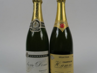 Vente aux enchères 2 BOUTEILLES : 1 CHAMPAGNE PIERRE DOMI GRANDE RESERVE GRAUVES BRUT - 1