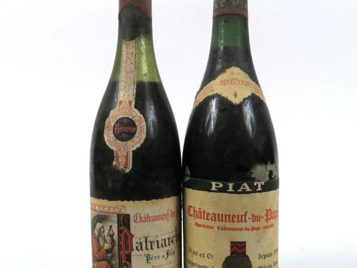 2 VIELLES BOUTEILLES : 1 CHATEAUNEUF DU PAPE PATRIARCHE PÈRE   FILS 4 