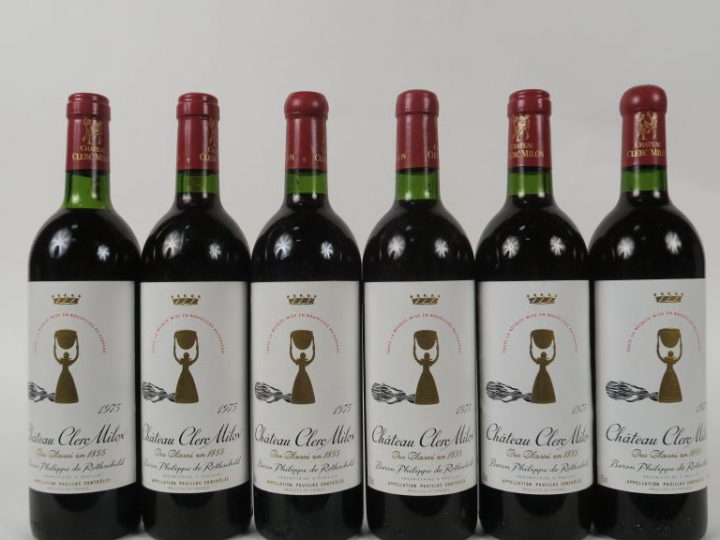 6 BOUTEILLES CHÂTEAU CLERC MILON GCC PAUILLAC - 1975 - CBO - 1 BG