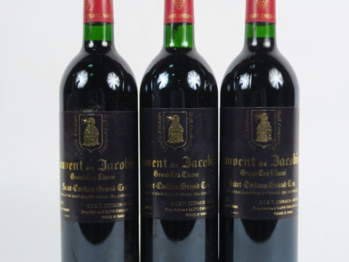 3 BOUTEILLES COUVENT DES JACOBINS GCC ST EMILION - 1990 - 1 BG