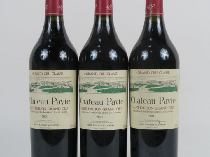 3 BOUTEILLES CHÂTEAU PAVIE 1er GCC ST EMILION - 2001