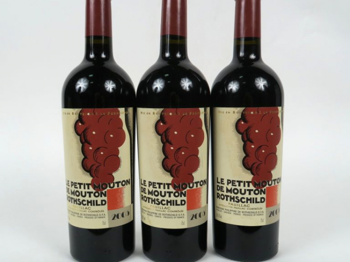 3 BOUTEILLES LE PETIT MOUTON DE MOUTON ROTHSCHILD PAUILLAC - 2005