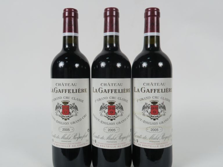 3 BOUTEILLES CHÂTEAU LA GAFFELIERE 1er GCC SAINT EMILION - 2005 - 1 ET