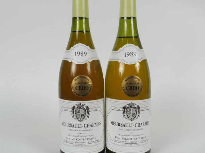 2 BOUTEILLES MEURSAULT CHARMES PIERRE MILLOT BATTAULT - 1989 - 1 à 3 C