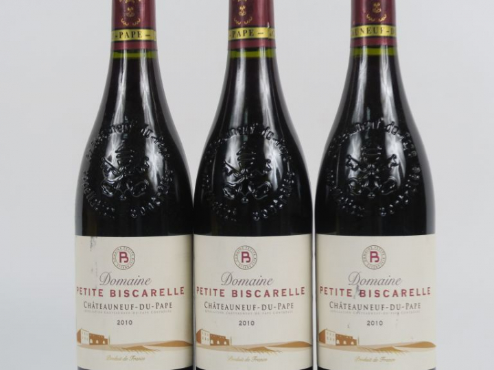 3 BOUTEILLES CHÂTEAUNEUF DU PAPE DOMAINE PETITE BISCARELLE - 2010