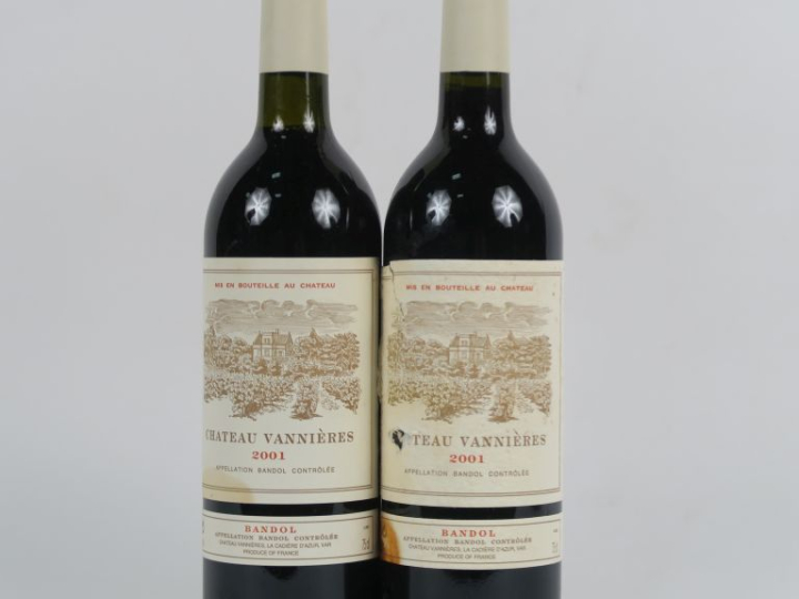 2 BOUTEILLES CHÂTEAU VANIERES BANDOL - 2001 - 1 BG/1 EA