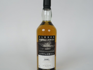 Vente aux enchères 1 BOUTEILLE LITTLEMILL (70cl/54,6°) 'Closed Distilleries / 138 bouteil