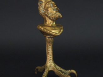 Vente aux enchères Encrier Napoléon III en bronze en forme de buste de faune sur une patt