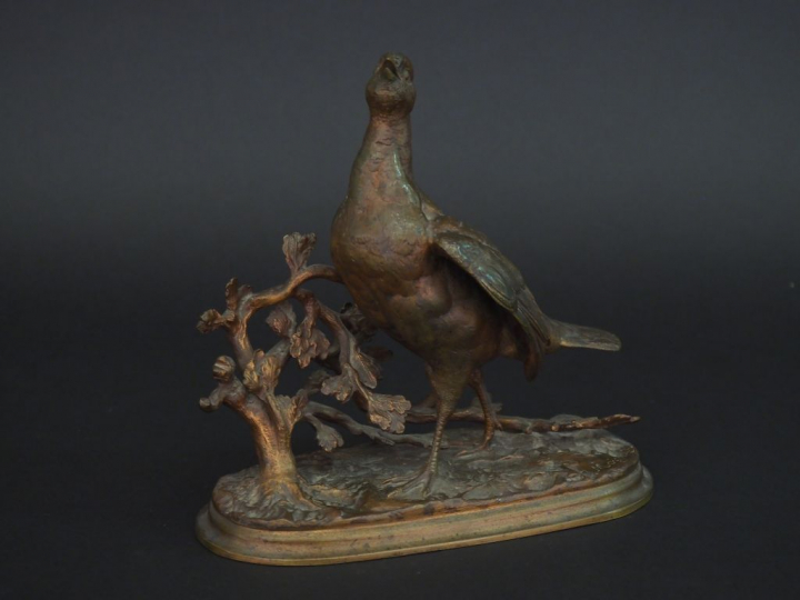 MOIGNIEZ. "la perdrix" Sculpture en bronze à patine médaille Signée H.