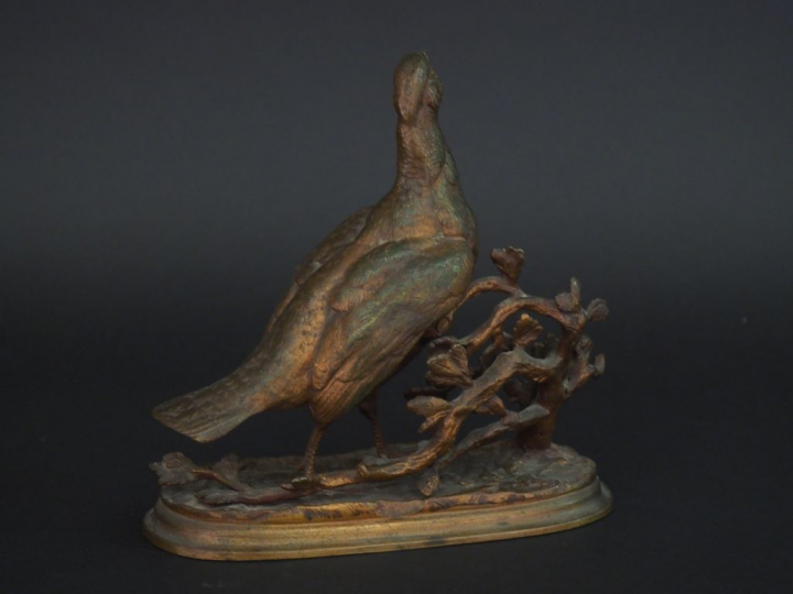 MOIGNIEZ. "la perdrix" Sculpture en bronze à patine médaille Signée H.