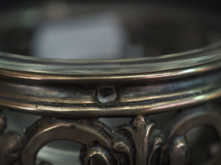 Paire de salerons Napoléon III en argent, poinçon Minerve, à décor ajo