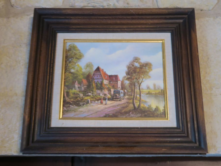 Chromo "la charrette près de la rivière". Chromo d'après Werner dans s