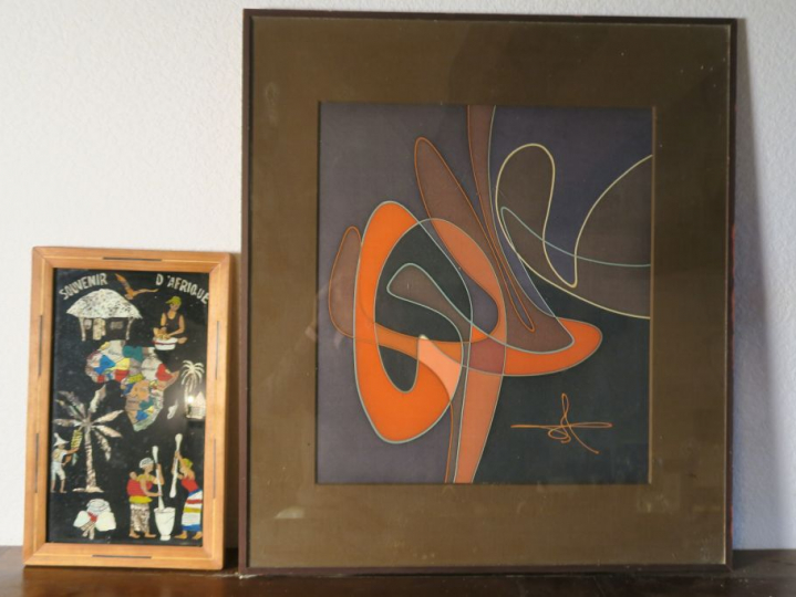 Ecole française Xxème. Technique mixte "composition abstraite". Encadr