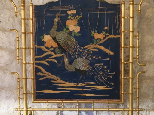 Ecran de cheminée 1900 de style japonisant en bois doré à l'imitation 