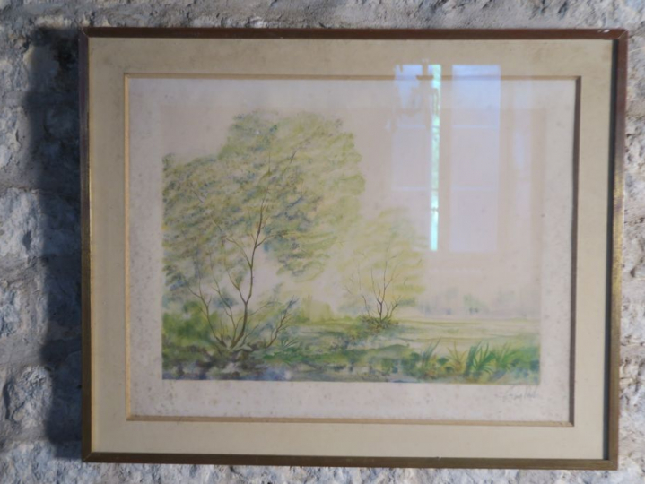 Ecole française XXème . "paysage". Epreuve d'artiste signée en bas à d