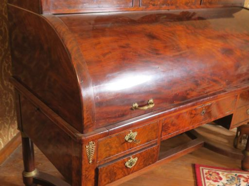 Bureau cylindre Empire en acajou et placage d'acajou ornementation de 