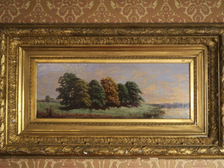Ecole française Xxème.  "vue du bosquet". huile sur toile monogrammée 