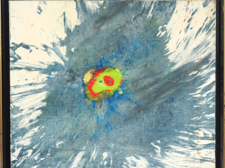 Yves CORBASSIERE. "composition". Huile sur toile signée en bas à droit