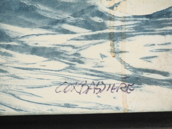 Yves CORBASSIERE. "composition". Huile sur toile signée en bas à droit