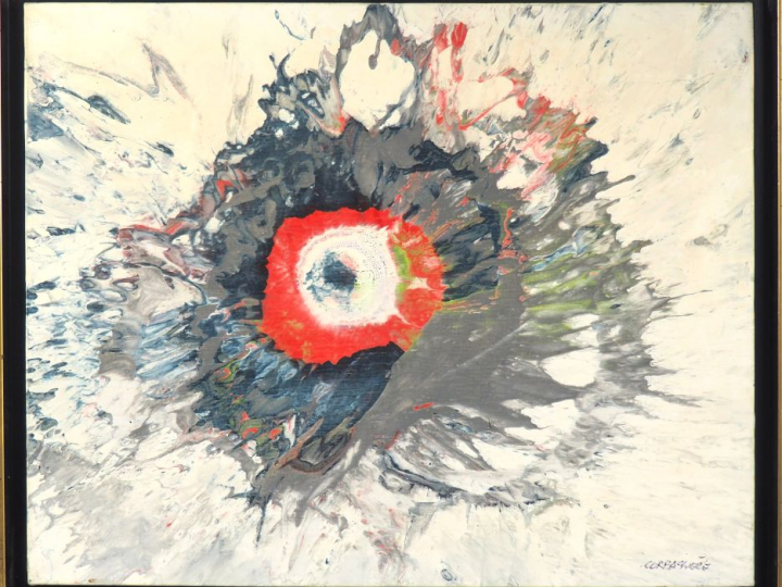 Yves CORBASSIERE. "composition". Huile sur toile signée en bas à droit