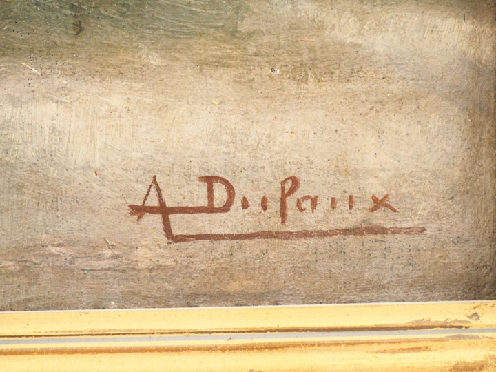 Alexandre  DUFAUX. "Le bouquet de roses". Huile sur toile, signée en b