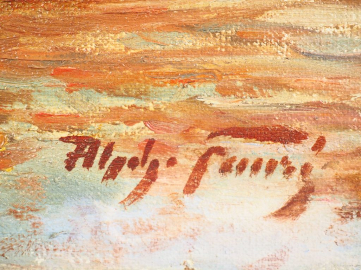 Alphonse FAURE. "Toulouse, les quais de la Garonne". Huile sur toile, 