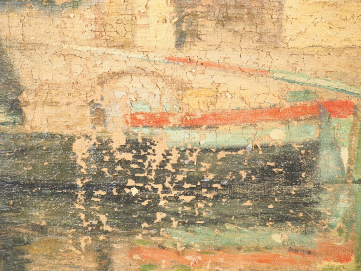 Alphonse FAURE. "Toulouse, les quais de la Garonne". Huile sur toile, 