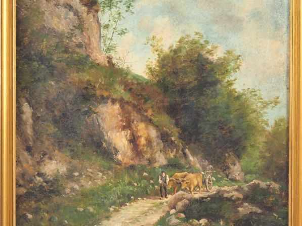 Alphonse FAURE. "l'attelage". Huile sur toile, signée en bas à droite 