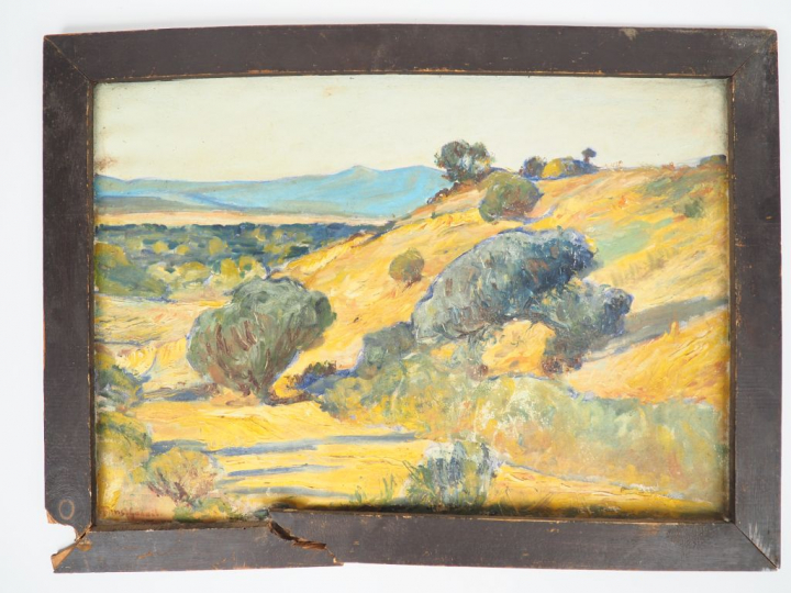 André FONS GODAIL.  "Paysage des pyrénées orientales". Huile sur toile