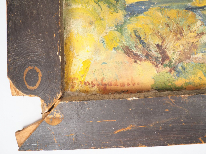 André FONS GODAIL.  "Paysage des pyrénées orientales". Huile sur toile