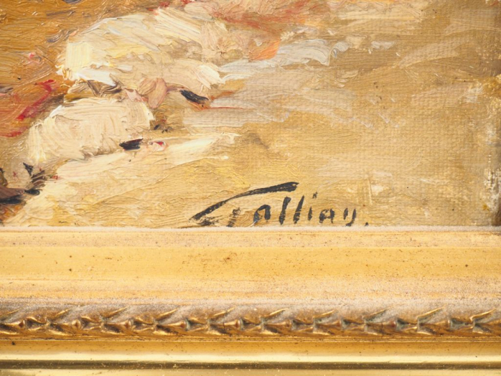 Octave GALLIAN. "Bord de mer en méditerranée". Huile sur toile, signée