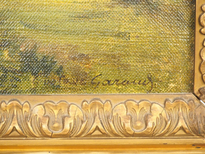 Gustave GARAUD. "La campagne en été". Huile sur toile, signée en bas à