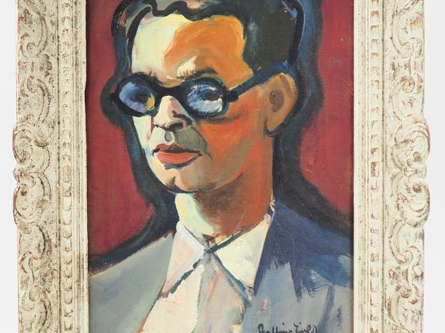 Balbino GINER.  "Portrait d'homme" Huile sur toile, signée en bas à dr