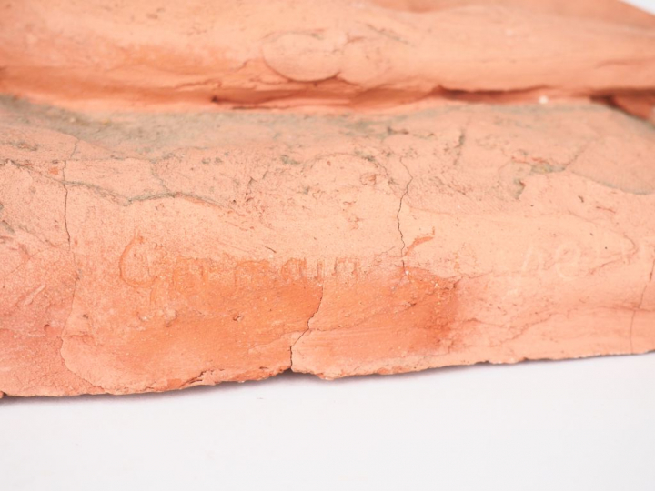 Germain GOSSELIN.  "Le couple".  Sculpture en terre cuite  Signée. Dim