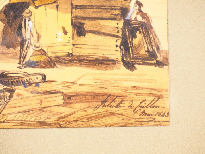 Juliette de GRILLON. "Vue de Venise". Aquarelle, signée en bas à droit