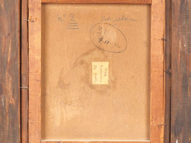 Lucien Victor GUIRAND DE SCEVOLA. "Brodeuse dans un interieur". Huile 