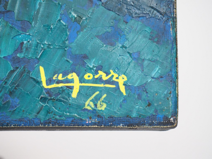 René Gaston LAGORRE. " Montségur". Huile sur toile, signée et datée "6