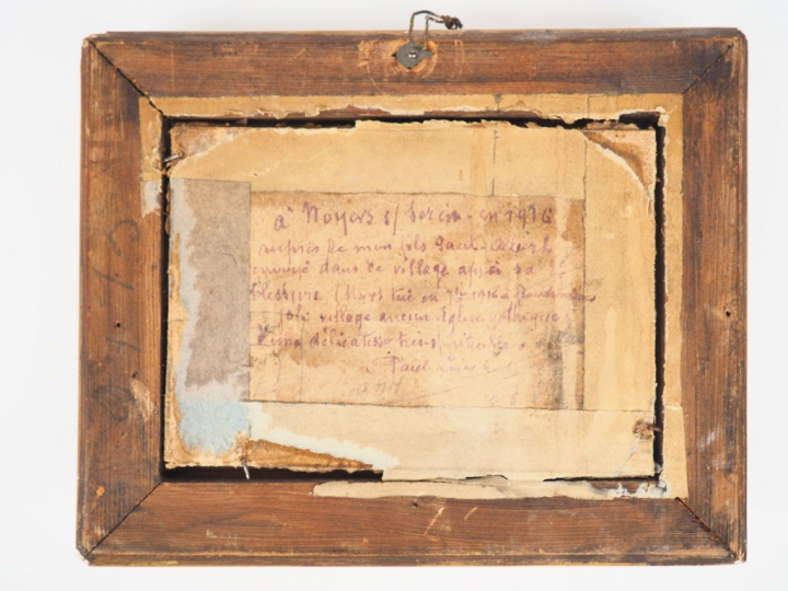 Paul LOUCHET.  "Noyers sur Serein" Huile sur carton, signée située et 